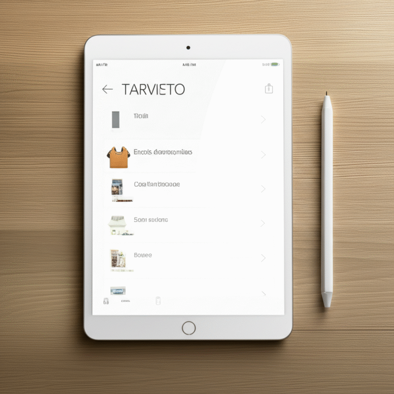 Lista de compras minimalista em um tablet