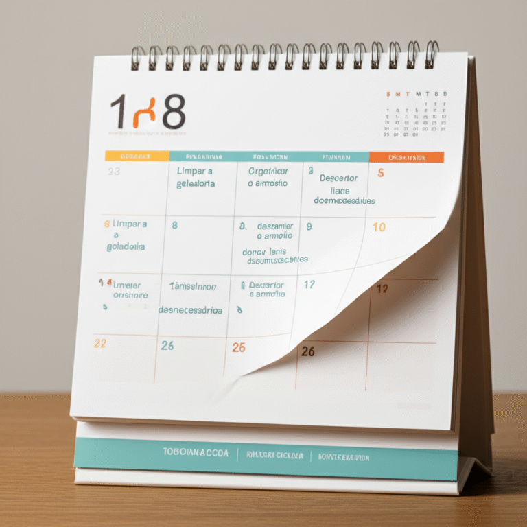 Organização como rotina Calendário com lembretes de tarefas de organização semanal