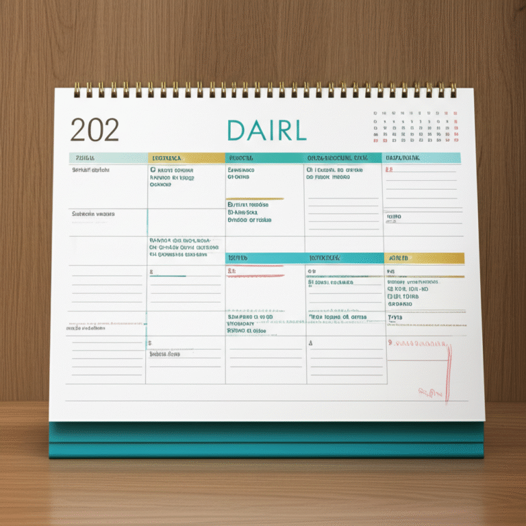 Planejamento Semanal de Organização Calendário mostrando planejamento de organização de casa